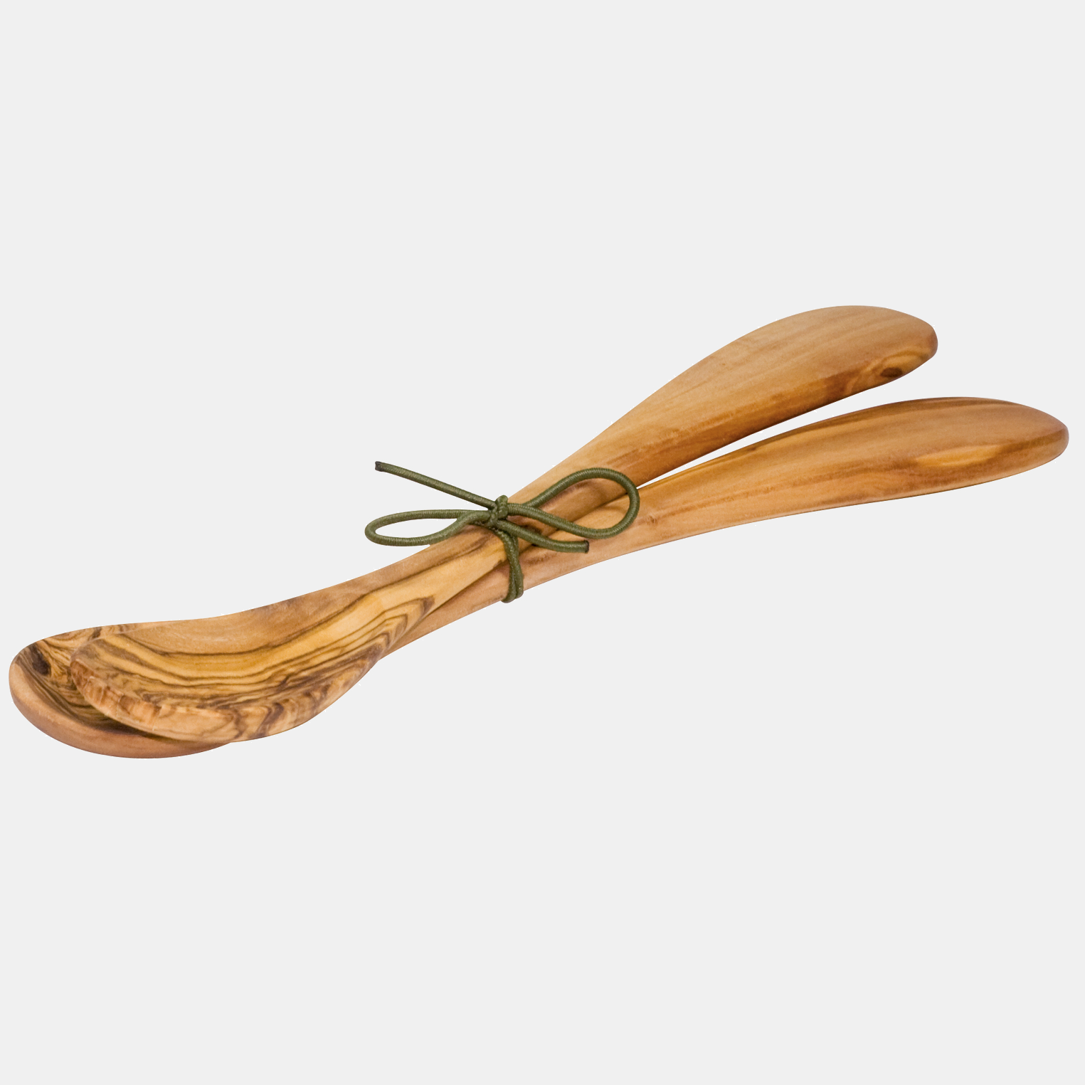 Set 2 spatule pentru salata, alimente, legume. Din lemn natural de maslin, unic. Facut de mana in Germania. 100% lemn obtinut sustenabil.