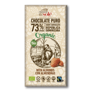 Ciocolată neagră ecologică cu migdale, 73% cacao - Sole